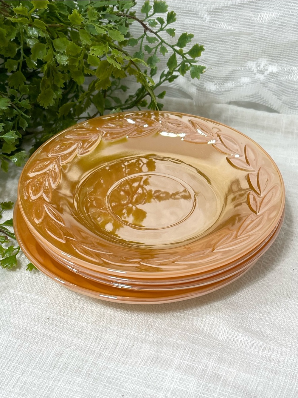 Amber Glass Salad Plates - Set of 3